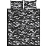 Black White And Grey Digital Camo Print Quilt Bed Set