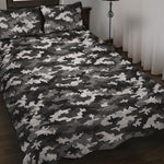 Black White And Grey Digital Camo Print Quilt Bed Set