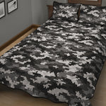 Black White And Grey Digital Camo Print Quilt Bed Set