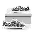 Black White And Grey Digital Camo Print White Low Top Sneakers