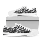 Black White And Grey Digital Camo Print White Low Top Shoes