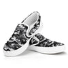 Black White And Grey Digital Camo Print White Slip On Shoes