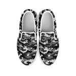 Black White And Grey Digital Camo Print White Slip On Shoes