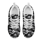 Black White And Grey Digital Camo Print White Sneakers