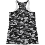 Black White And Grey Digital Camo Print Women's Racerback Tank Top
