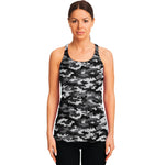 Black White And Grey Digital Camo Print Women's Racerback Tank Top