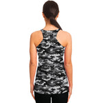 Black White And Grey Digital Camo Print Women's Racerback Tank Top