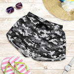 Black White And Grey Digital Camo Print Women's Shorts