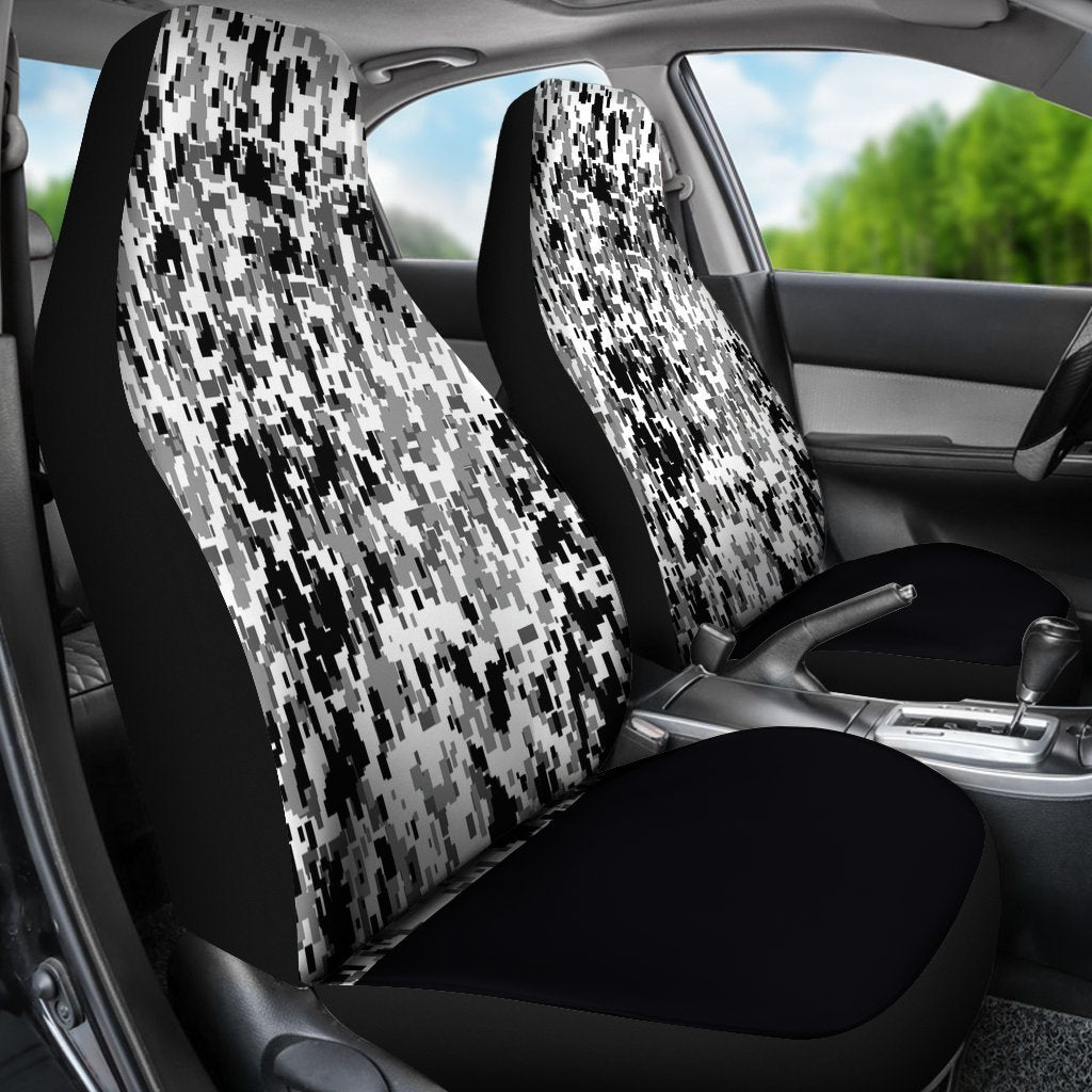Black White Digital Camo Universal Fit Car Seat Covers GearFrost