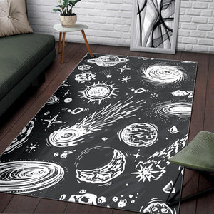 Black White Galaxy Outer Space Print Area Rug GearFrost