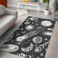 Black White Galaxy Outer Space Print Floor Mat