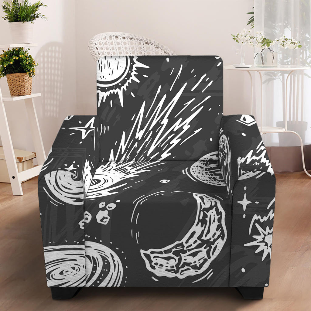 Black White Galaxy Outer Space Print Armchair Slipcover