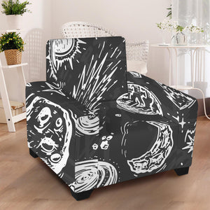 Black White Galaxy Outer Space Print Armchair Slipcover