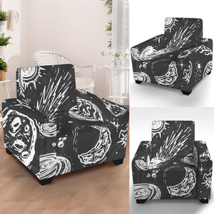 Black White Galaxy Outer Space Print Armchair Slipcover