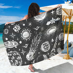 Black White Galaxy Outer Space Print Beach Sarong Wrap