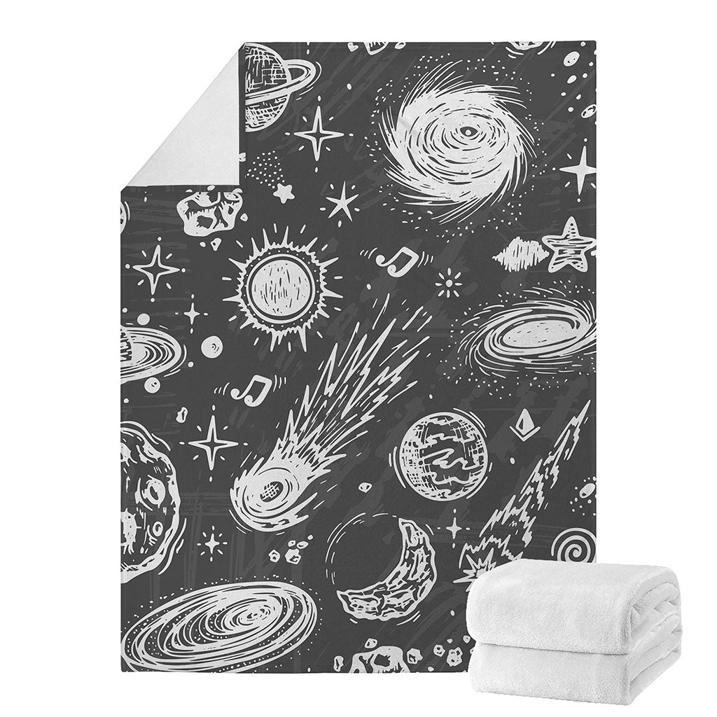 Black White Galaxy Outer Space Print Blanket