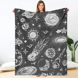 Black White Galaxy Outer Space Print Blanket