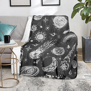 Black White Galaxy Outer Space Print Blanket