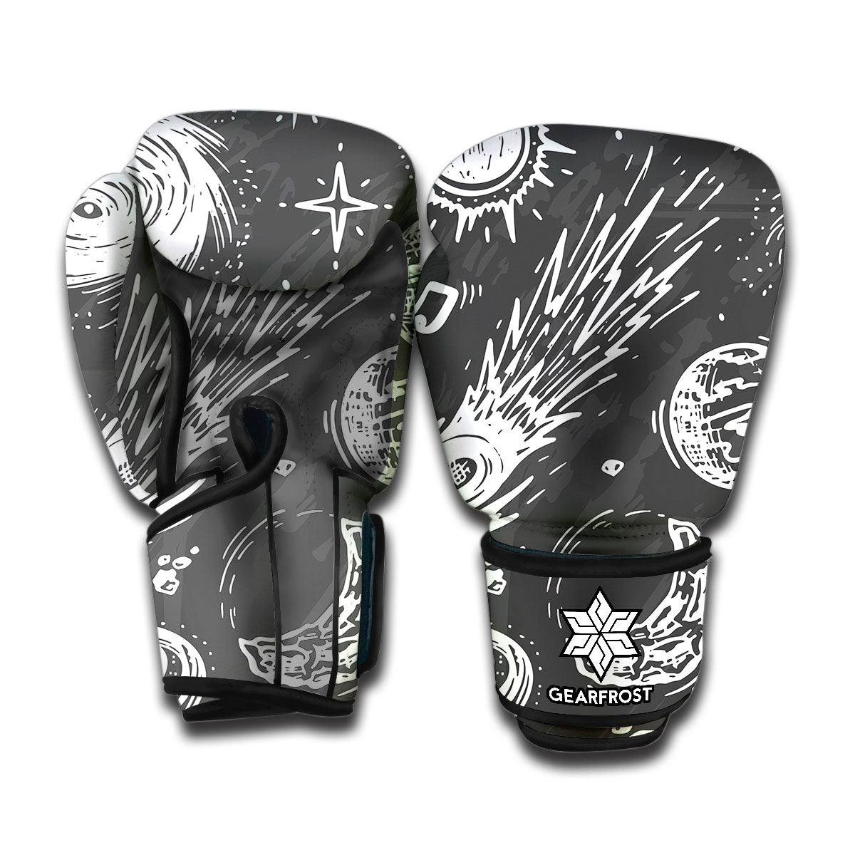 Black White Galaxy Outer Space Print Boxing Gloves