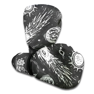 Black White Galaxy Outer Space Print Boxing Gloves