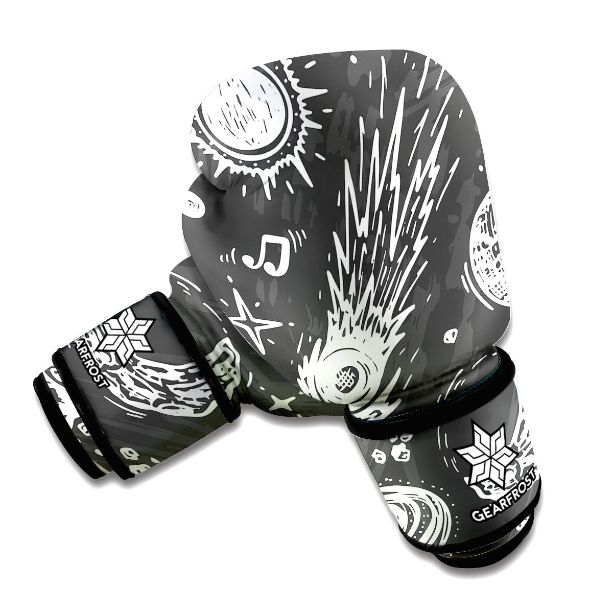 Black White Galaxy Outer Space Print Boxing Gloves