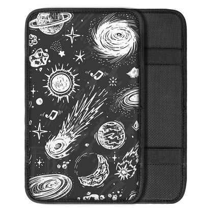 Black White Galaxy Outer Space Print Car Center Console Cover