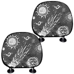 Black White Galaxy Outer Space Print Car Headrest Covers