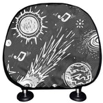 Black White Galaxy Outer Space Print Car Headrest Covers