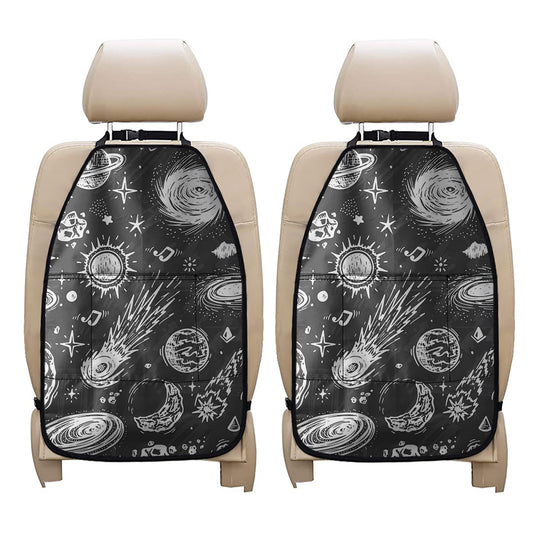 Black White Galaxy Outer Space Print Car Seat Organizers