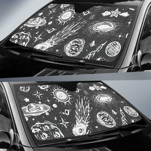 Black White Galaxy Outer Space Print Car Sun Shade GearFrost