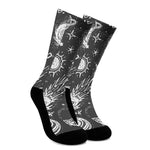 Black White Galaxy Outer Space Print Crew Socks