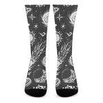 Black White Galaxy Outer Space Print Crew Socks