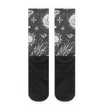 Black White Galaxy Outer Space Print Crew Socks