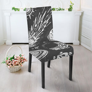 Black White Galaxy Outer Space Print Dining Chair Slipcover