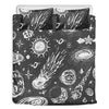 Black White Galaxy Outer Space Print Duvet Cover Bedding Set