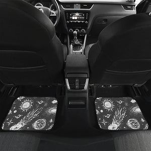 Black White Galaxy Outer Space Print Front and Back Car Floor Mats