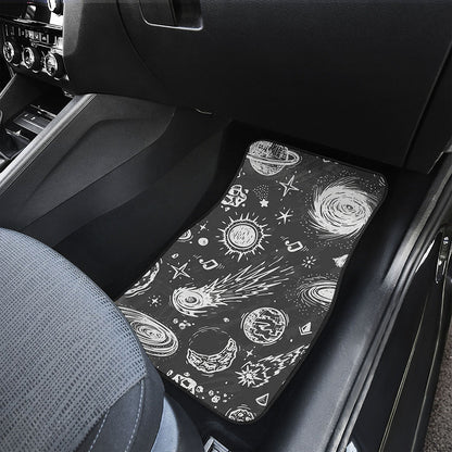 Black White Galaxy Outer Space Print Front Car Floor Mats