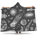 Black White Galaxy Outer Space Print Hooded Blanket