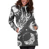 Black White Galaxy Outer Space Print Hoodie Dress GearFrost