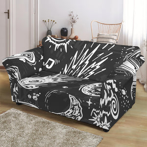 Black White Galaxy Outer Space Print Loveseat Slipcover