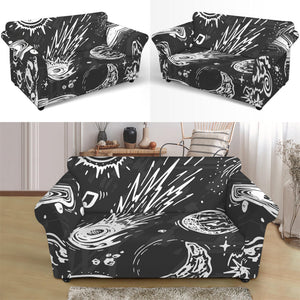 Black White Galaxy Outer Space Print Loveseat Slipcover