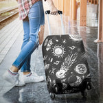 Black White Galaxy Outer Space Print Luggage Cover GearFrost