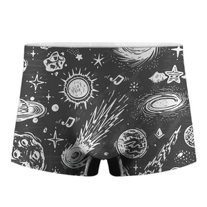 Black White Galaxy Outer Space Print Men's Boxer Briefs