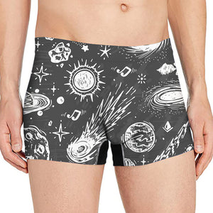 Black White Galaxy Outer Space Print Men's Boxer Briefs