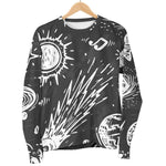 Black White Galaxy Outer Space Print Men's Crewneck Sweatshirt GearFrost