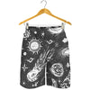 Black White Galaxy Outer Space Print Men's Shorts
