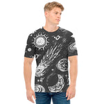 Black White Galaxy Outer Space Print Men's T-Shirt