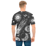 Black White Galaxy Outer Space Print Men's T-Shirt