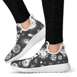 Black White Galaxy Outer Space Print Mesh Knit Shoes GearFrost