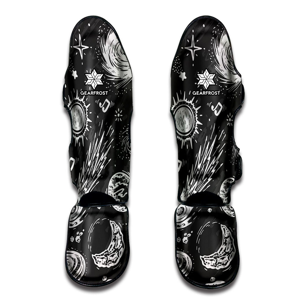 Black White Galaxy Outer Space Print Muay Thai Shin Guard